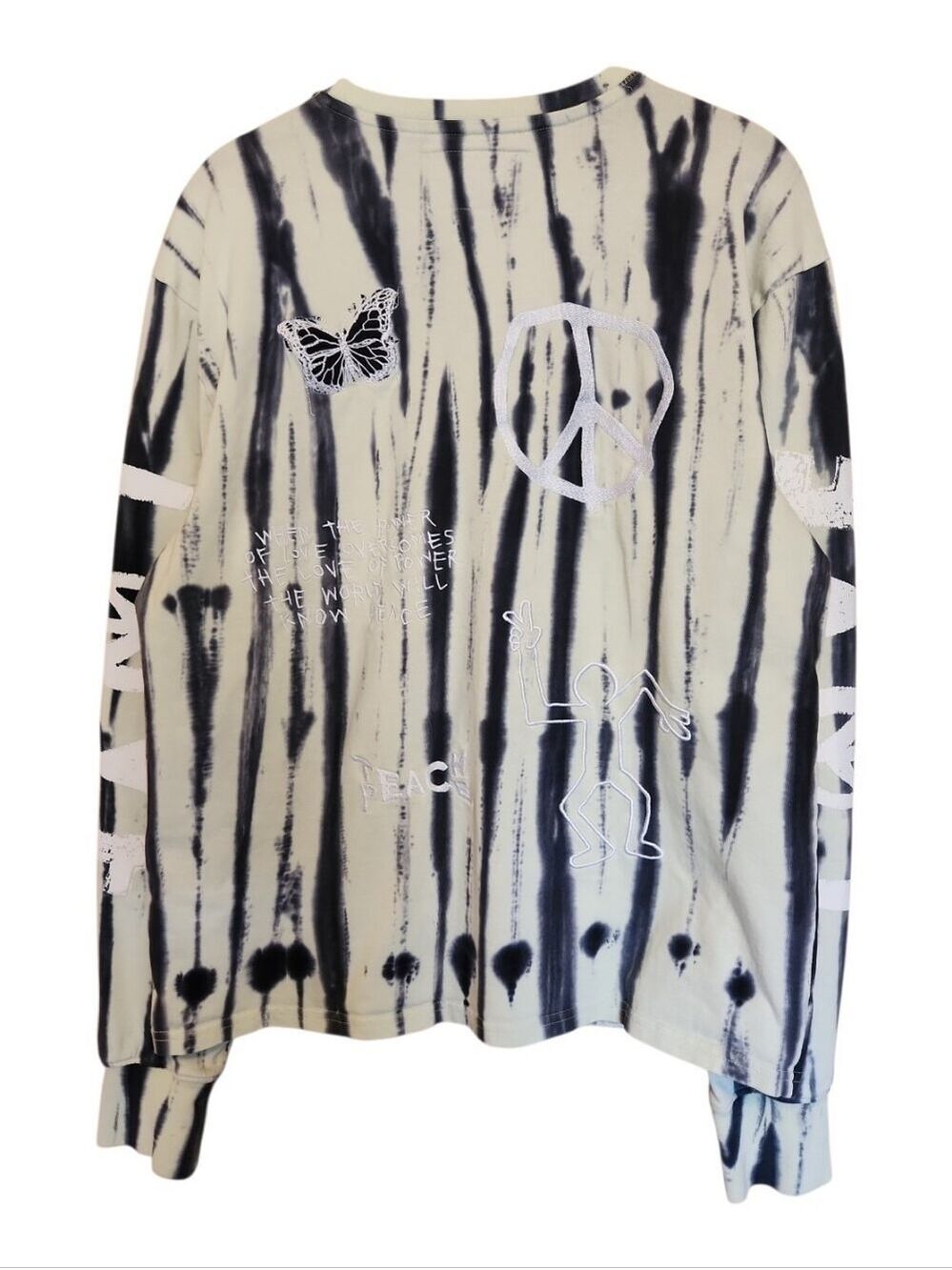 CHNGE ORGANIC COTTON POWER OF LOVE EMBROIDERED GRAPHIC LONG SLEEVE SHIRT MEDIUM